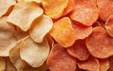 Crispy Orange and Yellow Chips Close Up
