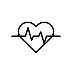 Heartbeat Line Illustration with Heart Shape in Minimal Style  