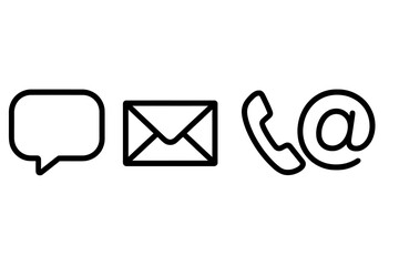 A set of icons representing various communication methods in a flat design style