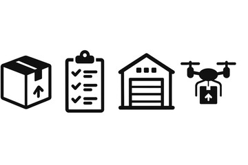 Logistics and delivery icons showcasing modern shipping methods