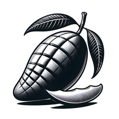 Create a mango silhouette vector style with white background