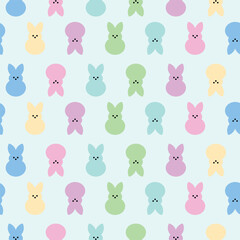 Seamless pattern with colored Easter bunnies