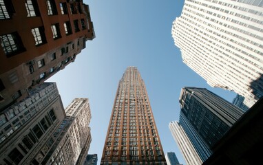 Obraz premium Tall Buildings Reaching for a Clear Blue Sky