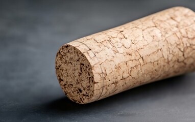 Close-Up of a Textured Wine Cork on Dark Gray Surface