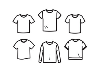 Simple Tshirt Black Line Art Set