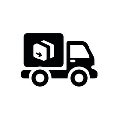 Delivery truck with package icon on a plain background  