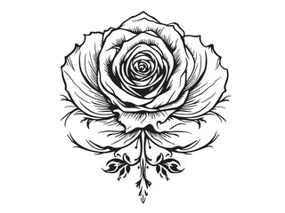 Damask Rose line art