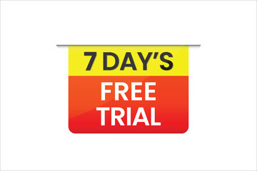 7 days free trial flat design label clipart
