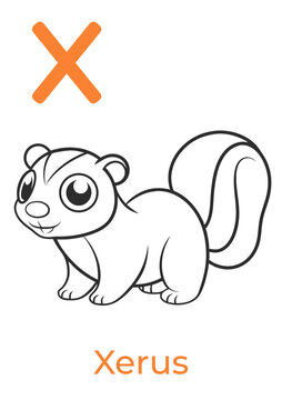 Cartoon Xerus Character Coloring Page  