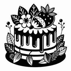 birthday cake with flowers