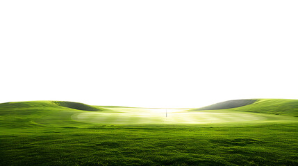 Obraz premium Professional Back Lit Golf Fairway Viewed from Tee Box Isolated Image