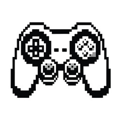 Fototapeta premium Pixelated Classic White Gamepad, Joystick Controller with Detailed Buttons and DPad