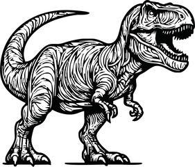 Graphical t-rex running isolated on white, vector illustration,angry dinosaur