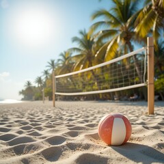 Obraz premium A volleyball ball lies on the sand 