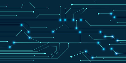 Futuristic Technology Backgrounds. Abstract Digital Network with Glowing Red and Blue Lines 