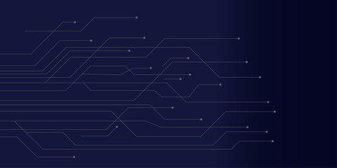 Abstract futuristic circuit board or blockchain network concept illustration. Electronics, technology or computer connection concept blue background in 4k 