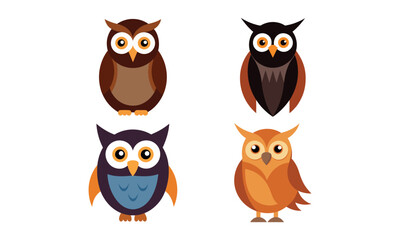 Fototapeta premium Owl Face Icon Set