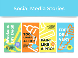 Creative social media story templates for a hardware store that offers customers great deals on home improvement supplies and discounts on tools
