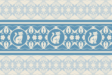 Beautiful Thailand,cat pattern,floral,thai pattern,seamless,Traditional,ethnic,fabric pattern for textiles,rugs, wallpaper,clothing, sarong,batik,print,background,illustration,vector