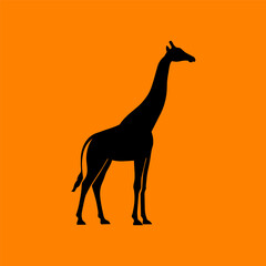 black giraffe vector with orange background