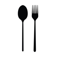 silhouette of two types of spoons,cutlery,vector illustration on white background.