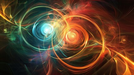 Obraz premium Abstract image beautiful colorful light sparkling flowing scattered across space background while swirling, create seamlessly scene effect perfect for designs evoke energetic and fantasy sense. AIG53.