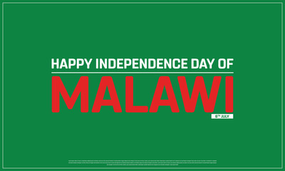 Independence of Malawi on a green background, Vector design of Independence Day of Malawi, Typographic Design of Malawi National Day, Flag typography of Malawi