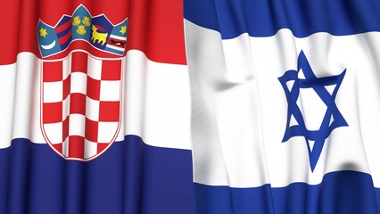 Flags of CROATIA and Israel with realistic cloth texture