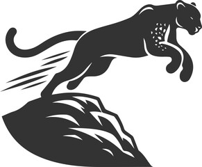 Forest with leopard vector animal silhouette