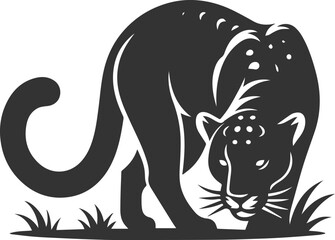 Forest with leopard vector animal silhouette