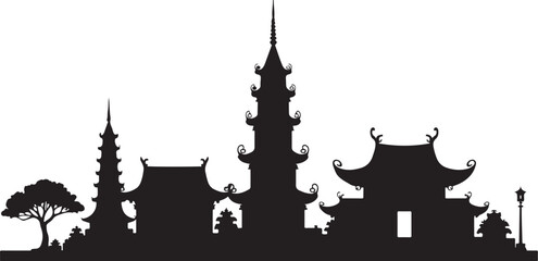 Asian Temple Skyline SVG Bundle
