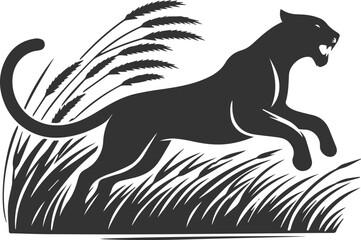 Forest with leopard vector animal silhouette