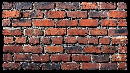 Obraz premium Distressed red brick wall texture with dark accents and rustic charm