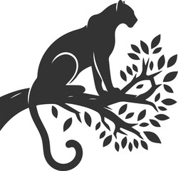 Forest with leopard vector animal silhouette