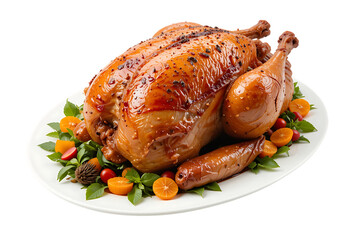 Delicious roasted turkey isolated on transparent background