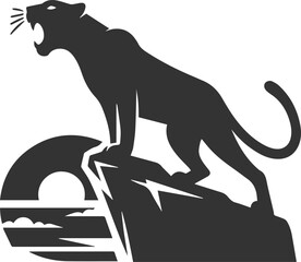 Forest with leopard vector animal silhouette