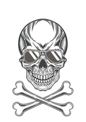 Fototapeta premium Skull in street style sunglasses and horror devil style 78