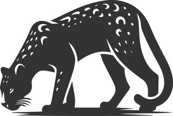 Forest with leopard vector animal silhouette