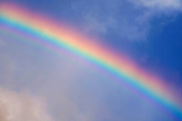 rainbow appearance in the blue sky