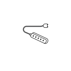 Power Strip with Multiple Outlets and USB Ports, one line art, and no color on white background