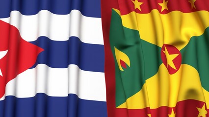 Flags of CUBA and GRENADA with realistic cloth texture