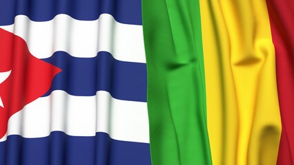 Obraz premium Flags of CUBA and MALI with realistic cloth texture