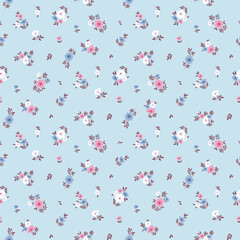 Flower pattern. Ditsy floral seamless pattern. Small little flower background. Repeat pattern. Ditsy print. Botanic surface design. Ditsy floral flower pattern for fashion, fabric, wrapping, decor