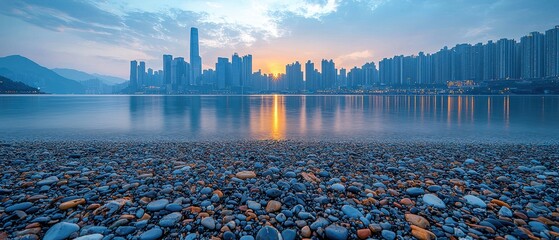 City Skyline Sunrise Reflection