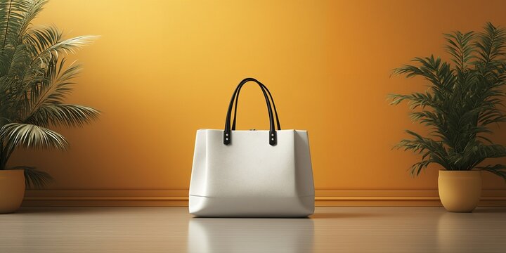 Shopping bag mockup background retail fashion store white minimal design product display branding packaging modern AI generated art
