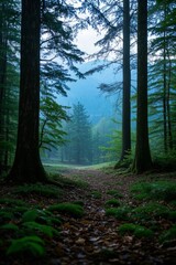 Fototapeta premium there is a path in the woods with trees and leaves