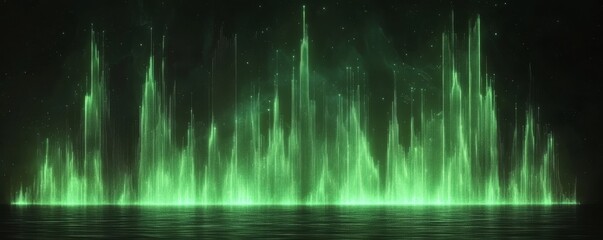 Dark Background with Glowing Nodes and Lines of Abstract Teal Network