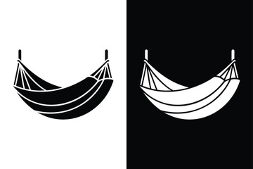 Beach Hammock Icon Silhouette. Symbol of Summer Relaxation