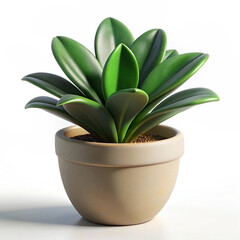 Peperomia Obtusifolia: Glossy Green Leaves in a Beige Pot
