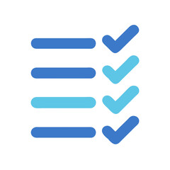 Obraz premium Blue checklist with checkmarks icon in flat style